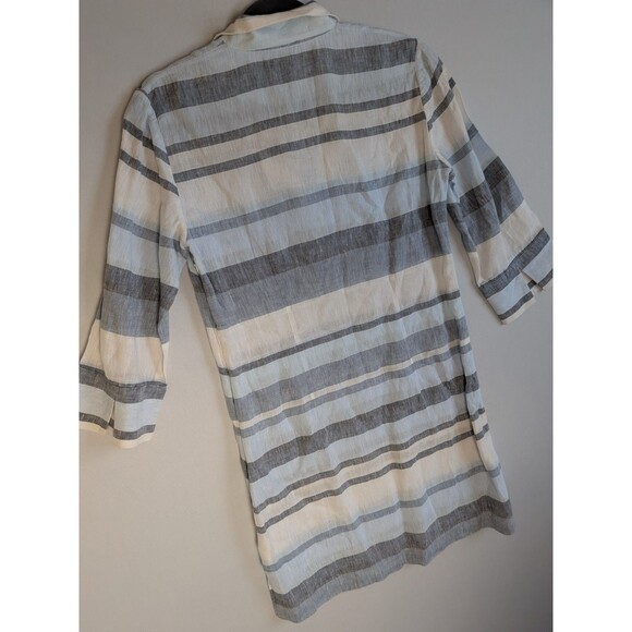 Brooks Brothers 100% Linen Shirtdress Sz 2 Dress Blue White Stripes 3/4 Sleeve - Picture 12 of 14